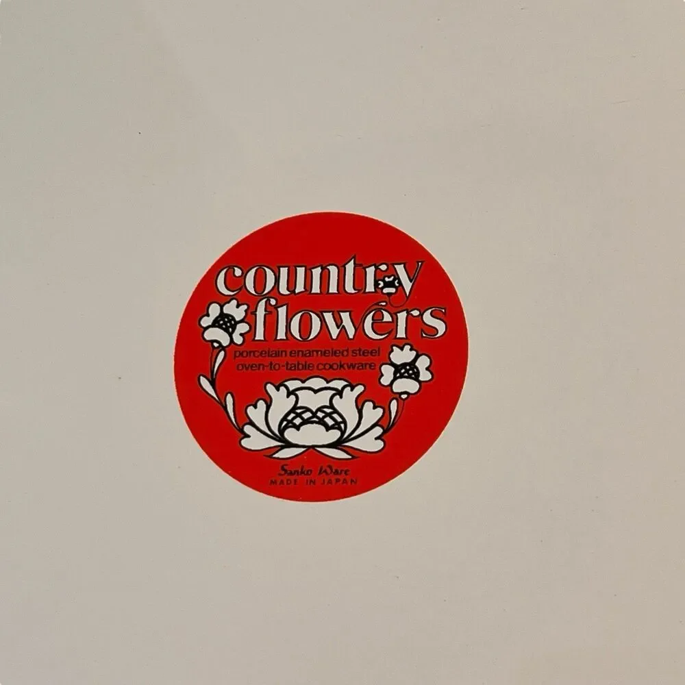 MCM Vintage 1970s Sanko Ware Porcelain Enameled Steel Country Flowers Platter